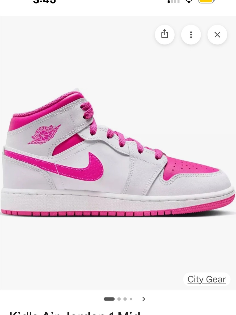 Air Jordan 1 Mid Kids White & Hot Pink Sneakers  or ladies size 6/7 brand new